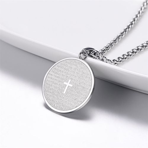 Christian Religious Stainless Steel Cross Pendant | Initial Disc Necklace - Faith-Inspired Gift
