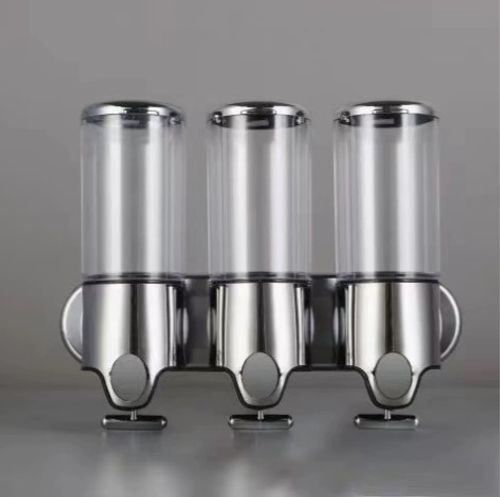 Wall Mounted Manual Soap Dispenser with Stainless Steel Rod, 3-Head Pump, Transparent Design for Shower Gel😀😀😀