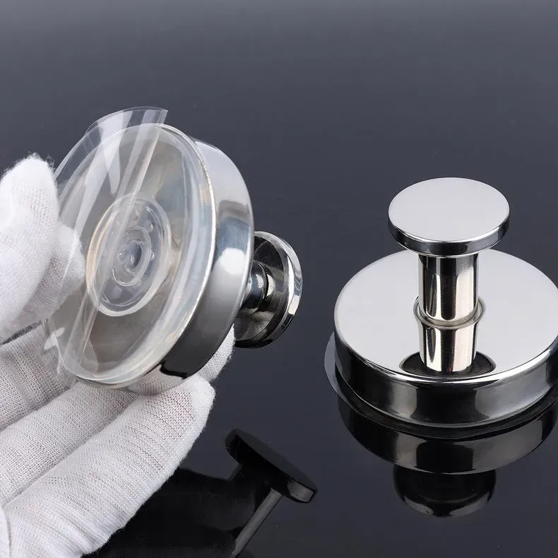 （Comes in a pack of 4!）No-Drill Stainless Steel Suction Cup Hooks - Heavy Duty Vacuum Hooks for Bathroom, Kitchen & Wall | Towel, Coat & Hat Organizer