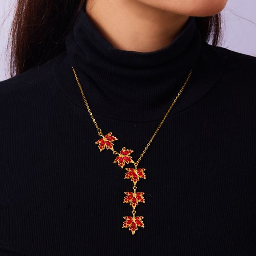 Red Maple Leaf Necklace for Women - Dainty Unique Design with Luxury Vibe