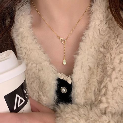 🎄（Buy one, get one free）Luxury Gourd Pendant Necklace for Women - Niche Design, Minimalist & Versatile Clavicle Chain Accessory (Random Color per Stock Availability)