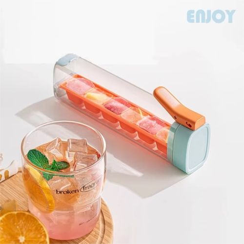 One-Hand Press Ice Cube Tray Food Grade Freezer Ice Mold, Mini Home Ice Maker Box with One-Press Easy Ice Release Function😀