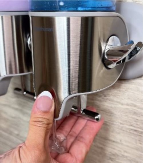 Wall Mounted Manual Soap Dispenser with Stainless Steel Rod, 3-Head Pump, Transparent Design for Shower Gel😀😀😀