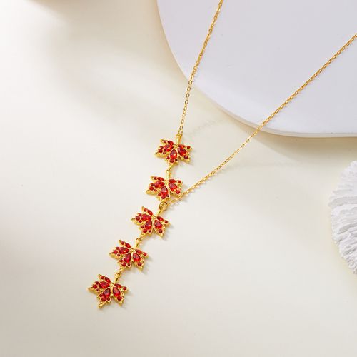 Red Maple Leaf Necklace for Women - Dainty Unique Design with Luxury Vibe