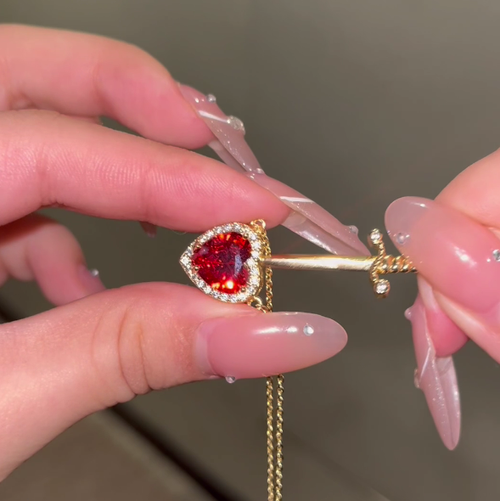 Fashion Creative Cupid Arrow Through Heart Pendant Necklace Buy 1 Get 1 Free Romantic Couple Matching Jewelry Anniversary Birthday Gift for Women Men