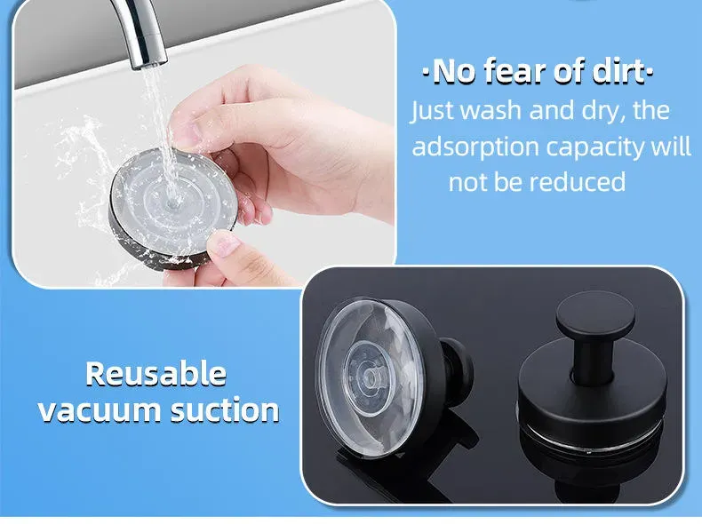 （Comes in a pack of 4!）No-Drill Stainless Steel Suction Cup Hooks - Heavy Duty Vacuum Hooks for Bathroom, Kitchen & Wall | Towel, Coat & Hat Organizer