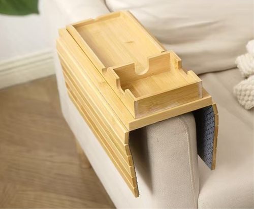 Foldable Sofa Arm Tray Table, Removable Wooden Tray for Fruits & Snacks, Multifunctional Sofa Side Storage Organizer for Living Room😀😀😀