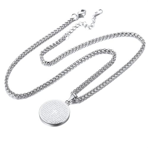 Christian Religious Stainless Steel Cross Pendant | Initial Disc Necklace - Faith-Inspired Gift