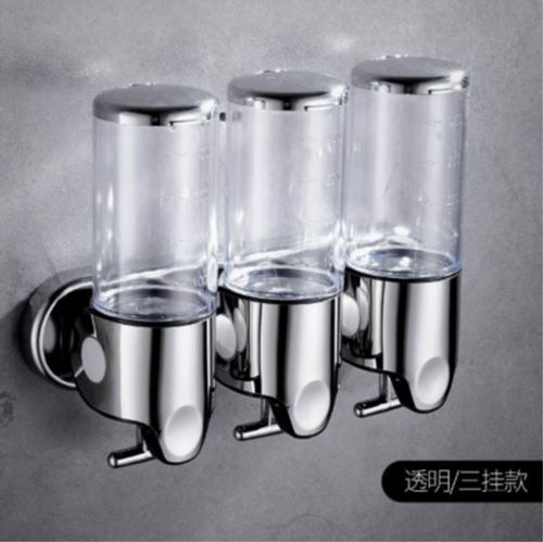 Wall Mounted Manual Soap Dispenser with Stainless Steel Rod, 3-Head Pump, Transparent Design for Shower Gel😀😀😀