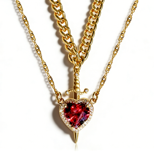 Fashion Creative Cupid Arrow Through Heart Pendant Necklace Buy 1 Get 1 Free Romantic Couple Matching Jewelry Anniversary Birthday Gift for Women Men