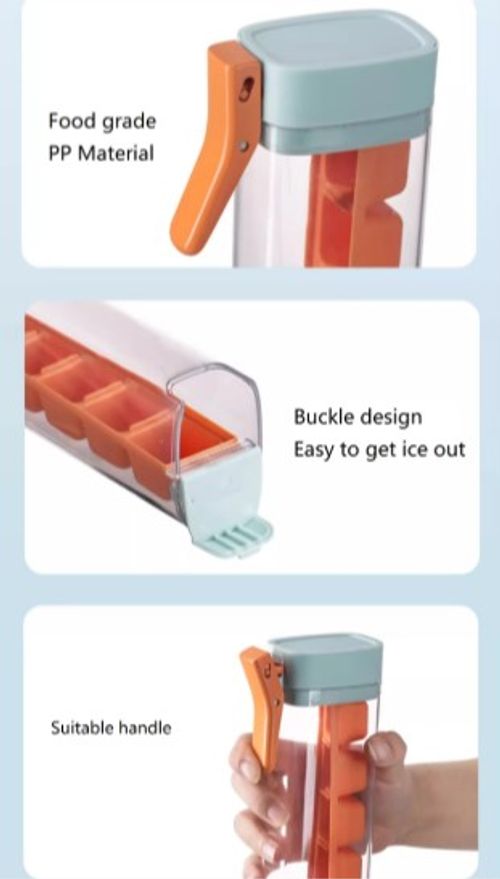 One-Hand Press Ice Cube Tray Food Grade Freezer Ice Mold, Mini Home Ice Maker Box with One-Press Easy Ice Release Function😀