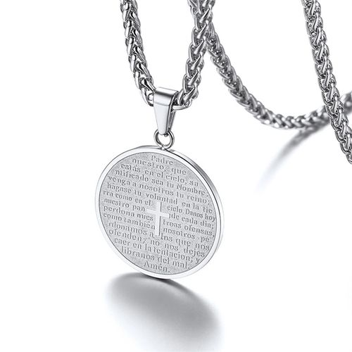 Christian Religious Stainless Steel Cross Pendant | Initial Disc Necklace - Faith-Inspired Gift