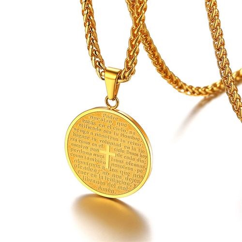 Christian Religious Stainless Steel Cross Pendant | Initial Disc Necklace - Faith-Inspired Gift