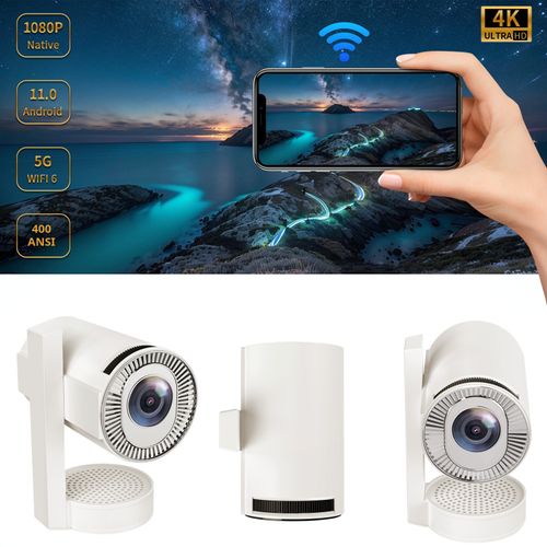 Projetor de alta definição HDMI 4K 2025 nova versão com torre de projecção e plataforma giratória, 1080p, para home theater e transmissão de tela