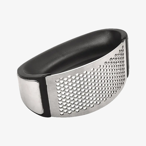 Garlic press for crushing garlic  Manual circular garlic peeler for making garlic puree  Garlic press for extracting garlic paste  Stainless steel garlic puree maker  Garlic press