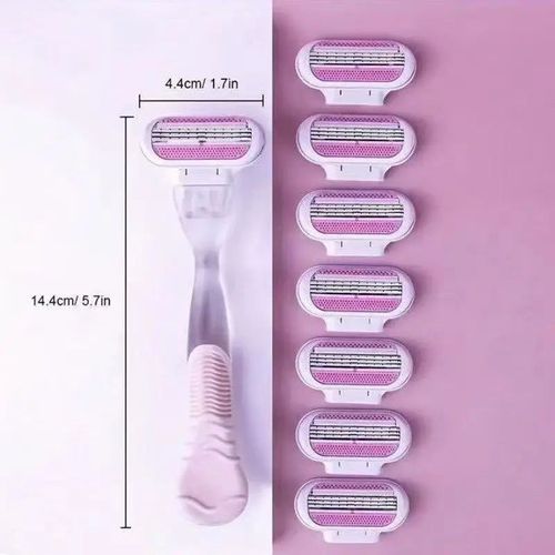 1 Handle + 4 Blade Women Safety Razor Blades Face/ Leg/ Armpit/ Bikini Beauty Hair Removal Shaving Compatible Venus Shaver