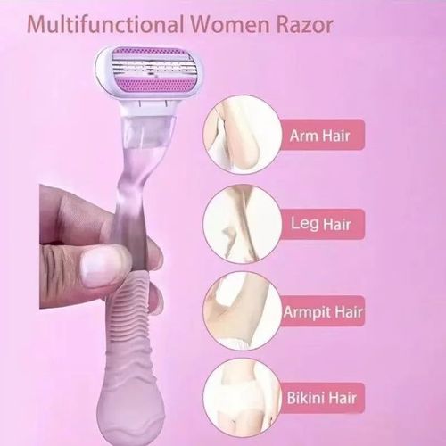 1 Handle + 4 Blade Women Safety Razor Blades Face/ Leg/ Armpit/ Bikini Beauty Hair Removal Shaving Compatible Venus Shaver