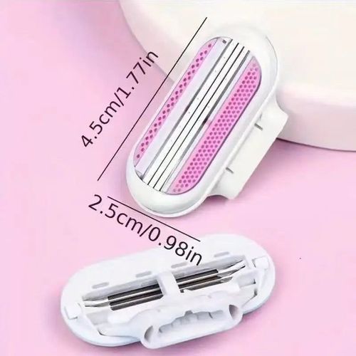 1 Handle + 4 Blade Women Safety Razor Blades Face/ Leg/ Armpit/ Bikini Beauty Hair Removal Shaving Compatible Venus Shaver
