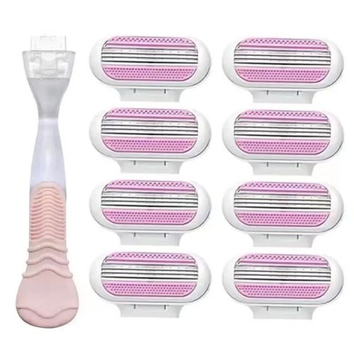 1 Handle + 4 Blade Women Safety Razor Blades Face/ Leg/ Armpit/ Bikini Beauty Hair Removal Shaving Compatible Venus Shaver