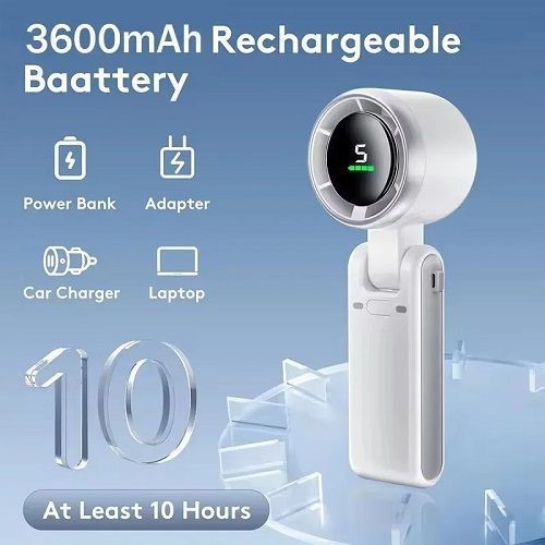 2025 Portable Handheld Fan 4000Mah Rechargeable Battery USB Foldable Turbo Bladeless Small Pocket 5 Gear for Outdoor
