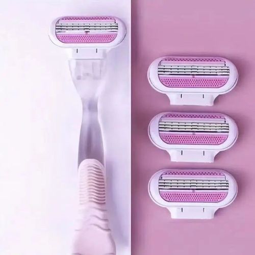 1 Handle + 4 Blade Women Safety Razor Blades Face/ Leg/ Armpit/ Bikini Beauty Hair Removal Shaving Compatible Venus Shaver