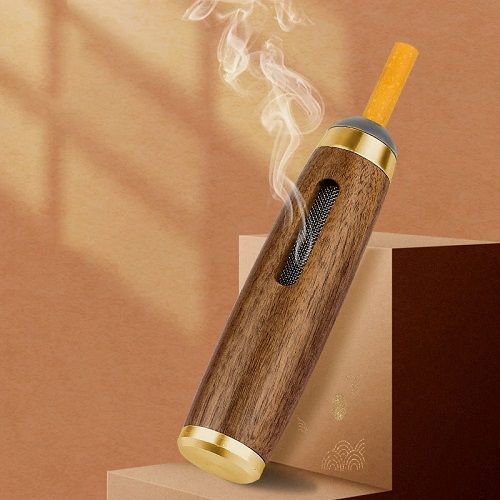 Mini Car Ashtray Walnut Wood Cigarette Holder Case Car Ashtray Anti-smoke Hood for 5.2 and 6.8 and7.8mm Cigarettes Smoking Gadgets