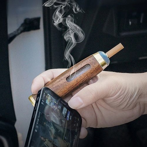 Mini Car Ashtray Walnut Wood Cigarette Holder Case Car Ashtray Anti-smoke Hood for 5.2 and 6.8 and7.8mm Cigarettes Smoking Gadgets