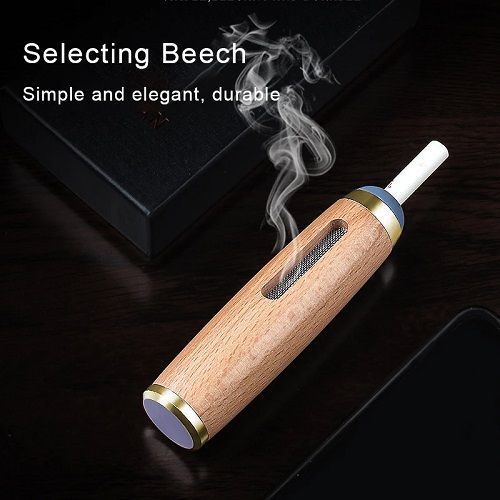 Mini Car Ashtray Walnut Wood Cigarette Holder Case Car Ashtray Anti-smoke Hood for 5.2 and 6.8 and7.8mm Cigarettes Smoking Gadgets