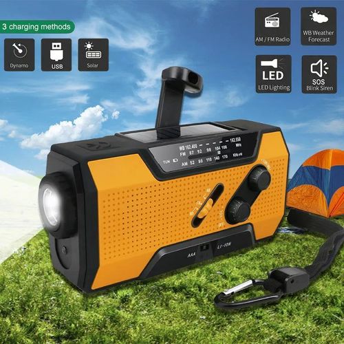 Multifunction Emergency Radio AM Or FM Portable Radio Solor Hand Crank USB AA Batteries Rechargeable Torch Reading Lamp SOS Alarm