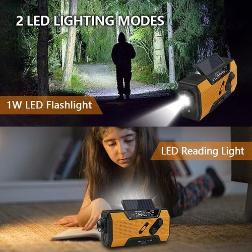 Multifunction Emergency Radio AM Or FM Portable Radio Solor Hand Crank USB AA Batteries Rechargeable Torch Reading Lamp SOS Alarm
