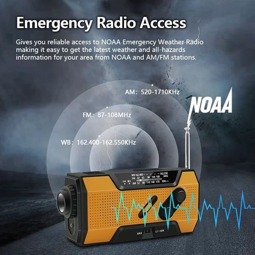 Multifunction Emergency Radio AM Or FM Portable Radio Solor Hand Crank USB AA Batteries Rechargeable Torch Reading Lamp SOS Alarm
