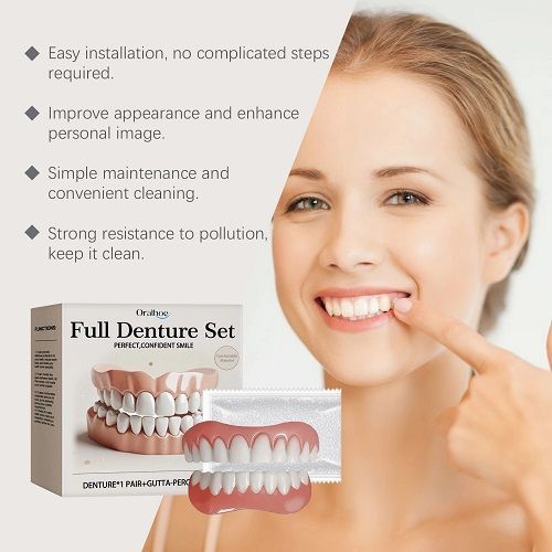 Silicone Denture Set Soft Wearproof Fitting Teeth Repair Missing Restore Bright Smile Upper and Lower False Teeth Dentures Kit