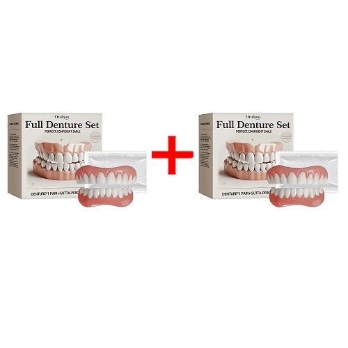 Silicone Denture Set Soft Wearproof Fitting Teeth Repair Missing Restore Bright Smile Upper and Lower False Teeth Dentures Kit