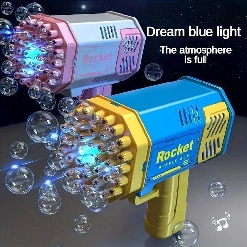 40 Hole Handheld Massive Foaming Space Light Bubble Machine Electric Children'S Toys without Battery without Bubble Water