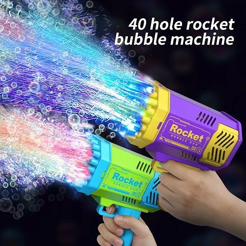40 Hole Handheld Massive Foaming Space Light Bubble Machine Electric Children'S Toys without Battery without Bubble Water