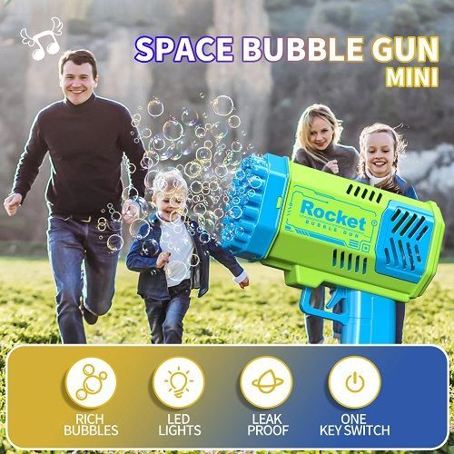 40 Hole Handheld Massive Foaming Space Light Bubble Machine Electric Children'S Toys without Battery without Bubble Water