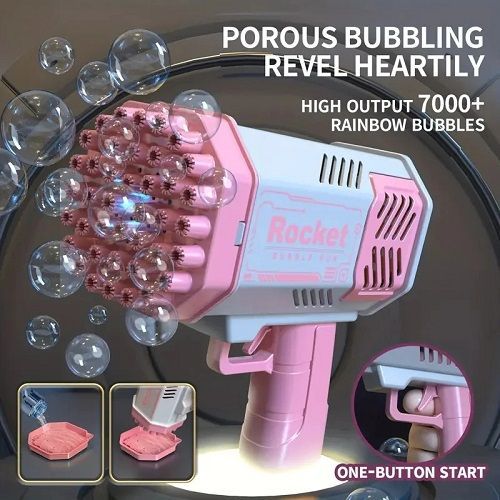 40 Hole Handheld Massive Foaming Space Light Bubble Machine Electric Children'S Toys without Battery without Bubble Water