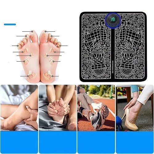 Foot Massage Pad Electric Sole Massage Tool USB Charging Convenient Fast Suitable for Home and Travel Black Hand Massager Masaje