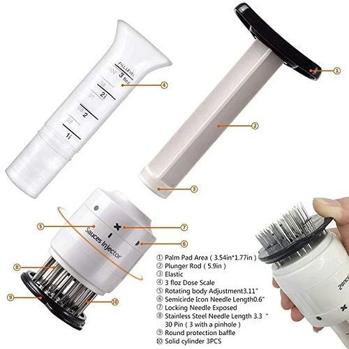 30 Needle Meat Tenderizer Professional Meat Injector Tenderizer Stainless Steel Blade 3OZ Marinade Injector