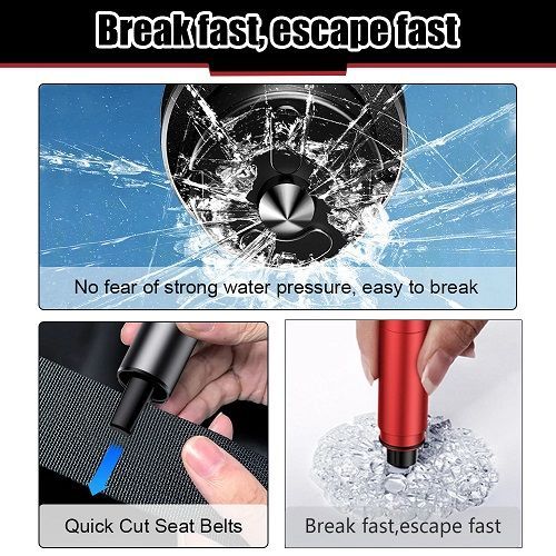 2 in 1 Car Safety Hammer Emergency Glass Breaker Cut the Seat Belt High Hardness Tungsten Steel Rescue Tool Auto Accessories