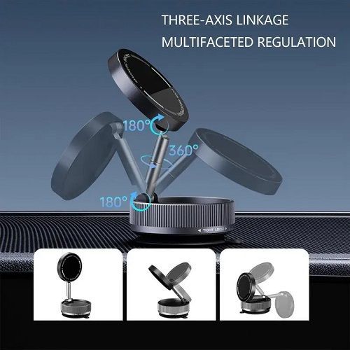 Vacuum Magnetic Phone Holder, 360° Rotatable Car Mount, Adjustable Zinc Alloy Bracket Or Car Or Gym Or Mirror, Fits Most Phones