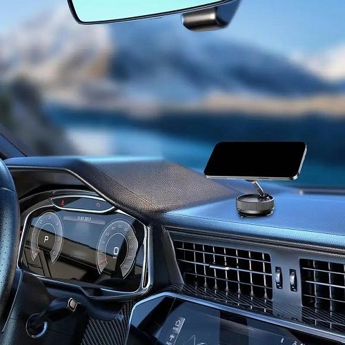 Vacuum Magnetic Phone Holder, 360° Rotatable Car Mount, Adjustable Zinc Alloy Bracket Or Car Or Gym Or Mirror, Fits Most Phones