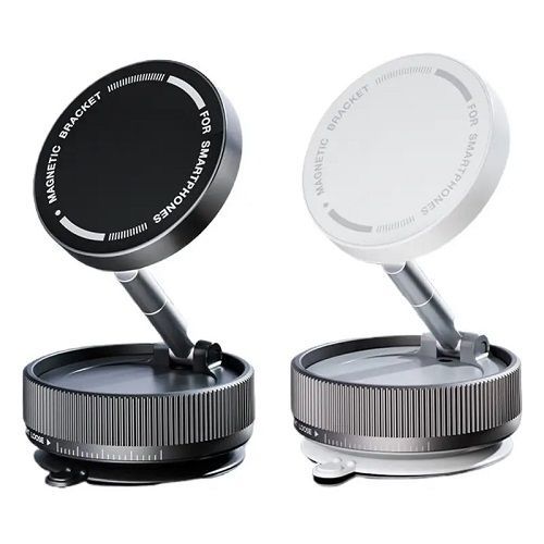 Vacuum Magnetic Phone Holder, 360° Rotatable Car Mount, Adjustable Zinc Alloy Bracket Or Car Or Gym Or Mirror, Fits Most Phones