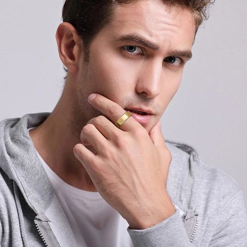 Vnox 2mm-8mm Anti Scratch Tungten Ring for Women Men, Simple Gold Plated Wedding Bands, Minimalist Ring Gift