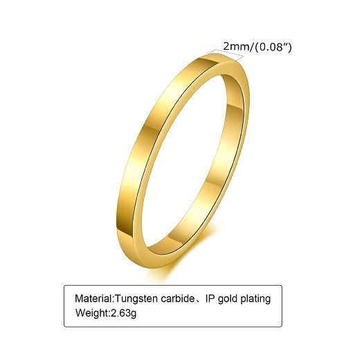 Vnox 2mm-8mm Anti Scratch Tungten Ring for Women Men, Simple Gold Plated Wedding Bands, Minimalist Ring Gift