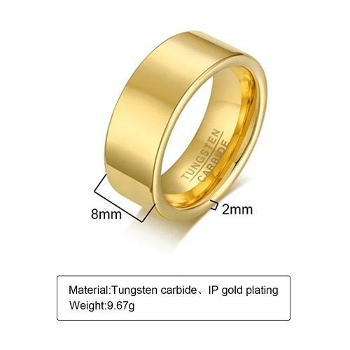Vnox 2mm-8mm Anti Scratch Tungten Ring for Women Men, Simple Gold Plated Wedding Bands, Minimalist Ring Gift
