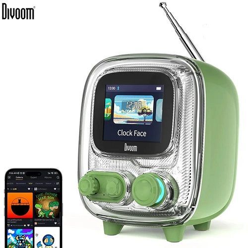 Divoom T-tiivoo-2 Pixel Art Bluetooth Speakers Portable Alarm Clock DIY Display Board Cute Gift Home Light Decoration FM radio