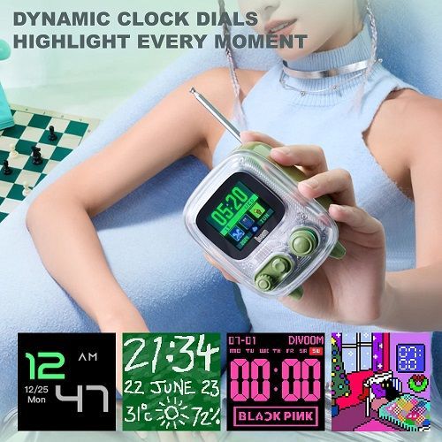 Divoom T-tiivoo-2 Pixel Art Bluetooth Speakers Portable Alarm Clock DIY Display Board Cute Gift Home Light Decoration FM radio