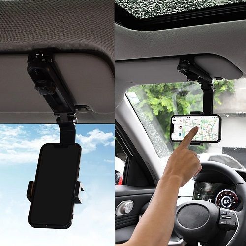 Sun Visor Car Mounted Phone Holder Multi-Angle Adjustment 1080° Sunshade Navigation Support Universal Foldable Car Accessories