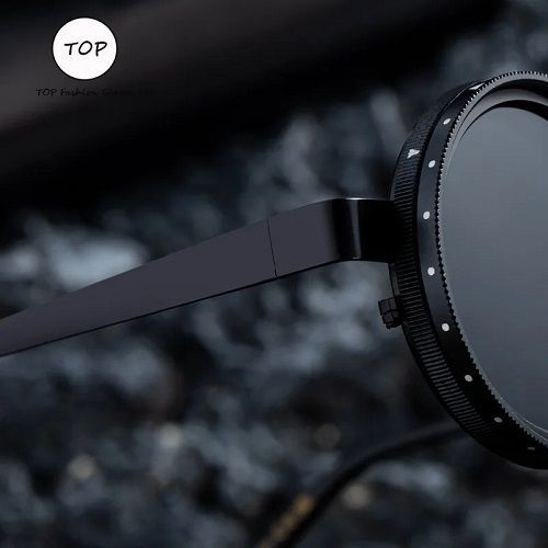 2025 New Nd Zoom Men's Sunglasses, Manually Adjustable Dimming Round Frame, High-end Polarized Fishing Glasses